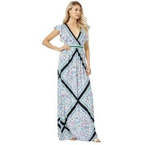 Lilly Pulitzer Roselle Flounce Sleeve Lets Get Wild MultiColor Print Maxi- 4